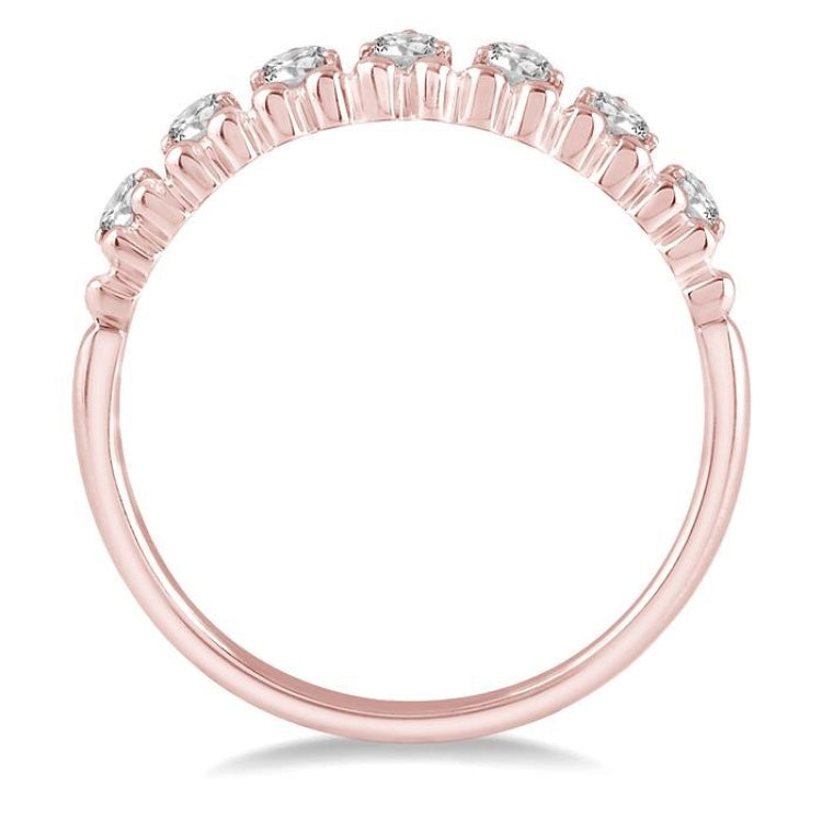 1/3 Ctw Lined Circular Mount Round Cut Diamond Fashion Stackable Band in 14K Rose Gold