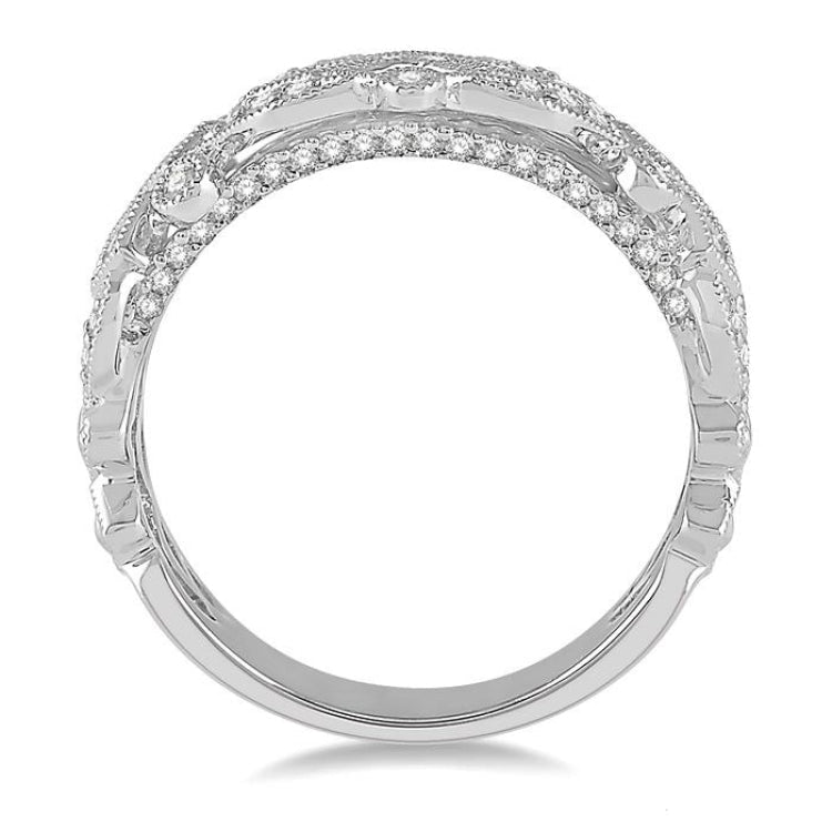 1/2 Ctw Lattice Round Cut Diamond Fashion Band in 14K White Gold