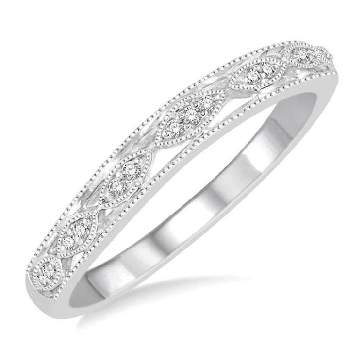 1/20 Ctw Round Cut Diamond Wedding Band in 14K White Gold