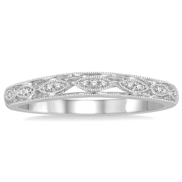 1/20 Ctw Round Cut Diamond Wedding Band in 14K White Gold