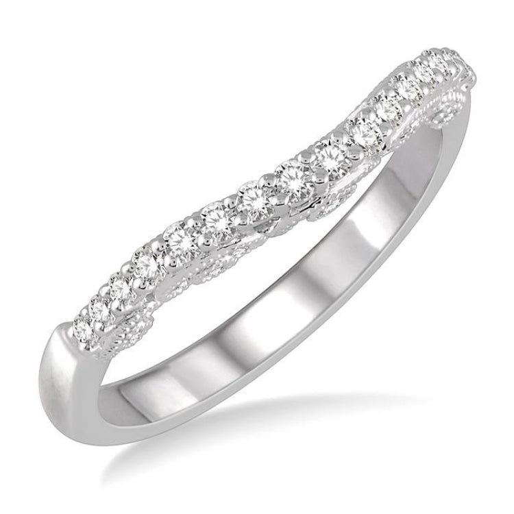 1/3 Ctw Round Cut Diamond Wedding Band in 14K White Gold
