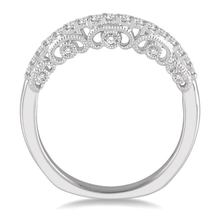 1/3 Ctw Round Cut Diamond Wedding Band in 14K White Gold