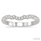 1/6 Ctw Waves Center Round Cut Diamond Wedding Band in 14K White Gold