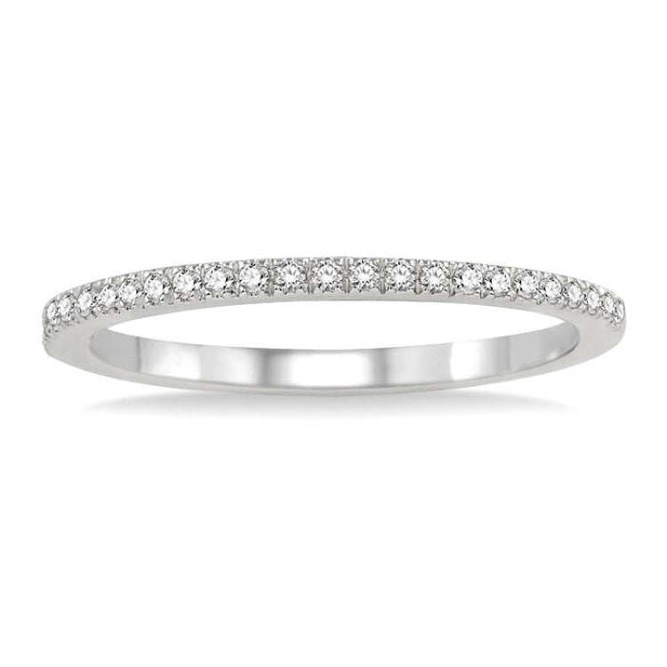 1/10 Ctw Round Cut Diamond Wedding Band in 14K White Gold
