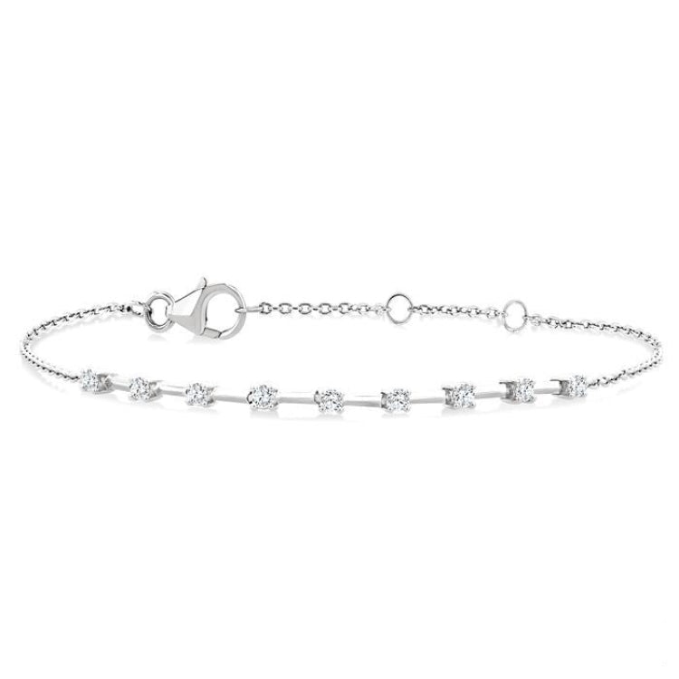 1/4 Ctw Round Cut Diamond Floating Fashion Chain Bracelet in 10K White Gold