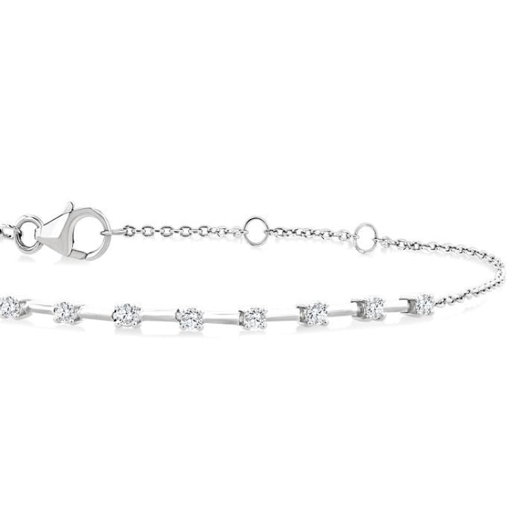 1/4 Ctw Round Cut Diamond Floating Fashion Chain Bracelet in 10K White Gold