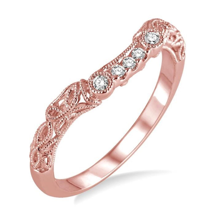1/10 Ctw Round Cut Diamond Wedding Band in 14K Rose Gold