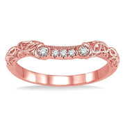 1/10 Ctw Round Cut Diamond Wedding Band in 14K Rose Gold