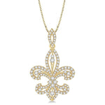 Load image into Gallery viewer, 1 Ctw Round Cut Diamond Fleur De Lis Diamond Pendant in 14K Yellow Gold with Chain