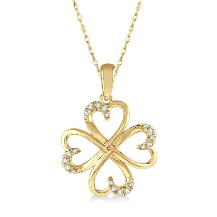 1/10 Ctw Infinity Heart Round Cut Diamond Pendant With Chain in 10K Yellow Gold