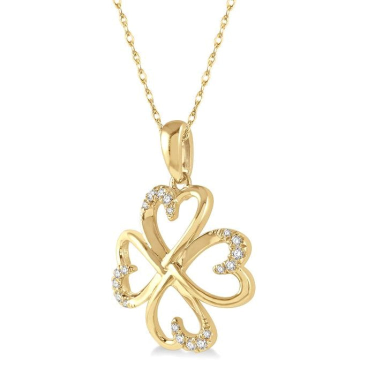 1/10 Ctw Infinity Heart Round Cut Diamond Pendant With Chain in 10K Yellow Gold