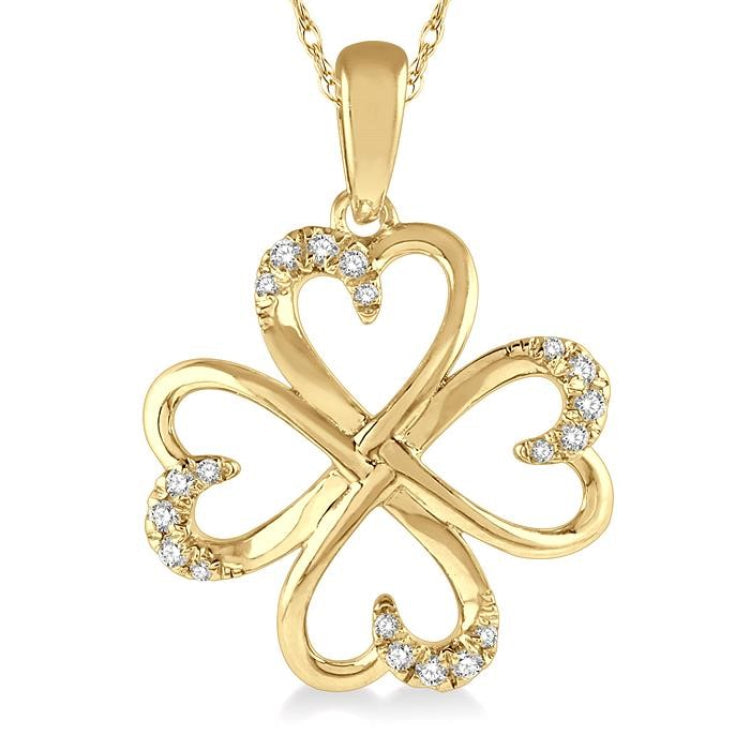 1/10 Ctw Infinity Heart Round Cut Diamond Pendant With Chain in 10K Yellow Gold