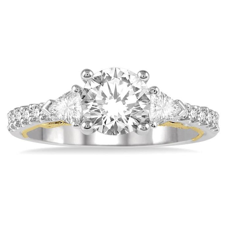 1/2 Ctw Diamond Semi-Mount Engagement Ring in 14K White and Yellow Gold
