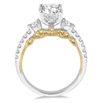 Load image into Gallery viewer, 1/2 Ctw Diamond Semi-Mount Engagement Ring in 14K White and Yellow Gold