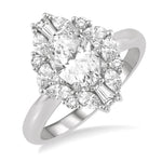 Load image into Gallery viewer, 5/8 Ctw Marquise Shape Oval, Baguette and Round Cut Diamond Semi-Mount Engagement Ring in 14K White Gold