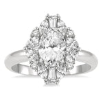 Load image into Gallery viewer, 5/8 Ctw Marquise Shape Oval, Baguette and Round Cut Diamond Semi-Mount Engagement Ring in 14K White Gold