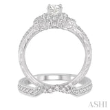 3/4 Ctw Diamond Bridal Set with 1/2 Ctw Round Cut Engagement Ring and 1/6 Ctw Wedding Band in 14K White Gold