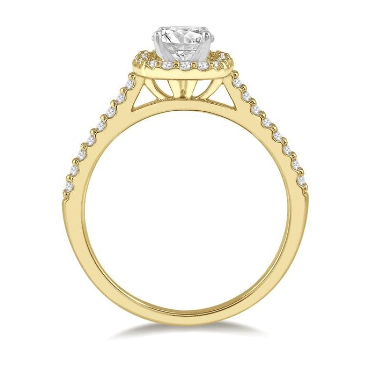 3/8 Ctw Diamond Ladies Engagement Ring with 1/4 Ct Round Cut Center Stone in 14K Yellow and White Gold