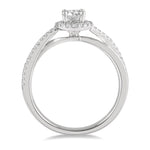 Load image into Gallery viewer, 1/2 Ctw Criss Cross Shank Round Cut Diamond Ladies Engagement Ring with 1/4 Ct Round Cut Center Stone in 14K White Gold