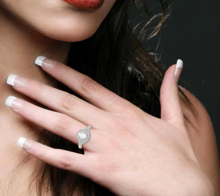 1/3 Ctw Lattice Oval Shape Semi-Mount Round Cut Diamond Engagement Ring in 14K White Gold