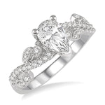 Load image into Gallery viewer, 1/3 Ctw Round Diamond Pear Shape Semi-Mount Engagement Ring in 14K White Gold