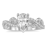 Load image into Gallery viewer, 1/3 Ctw Round Diamond Pear Shape Semi-Mount Engagement Ring in 14K White Gold