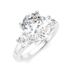 Load image into Gallery viewer, 1/2 Ctw Tri-Mount Past, Present and Future Oval Shape Center Round Cut Diamond Semi-Mount Engagement Ring in 14K White Gold