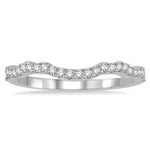 Load image into Gallery viewer, 1/5 Ctw Curvy Round Cut Diamond Wedding Band in 14K White Gold
