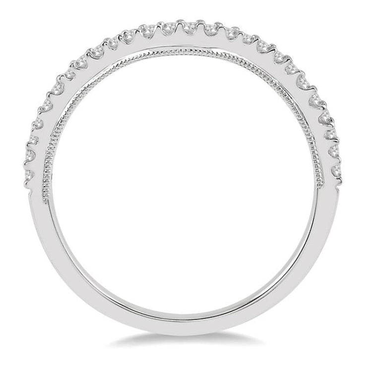 1/5 Ctw Curvy Round Cut Diamond Wedding Band in 14K White Gold