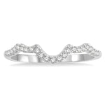 Load image into Gallery viewer, 1/6 Ctw Curved Round Cut Diamond Wedding Band in 14K White Gold