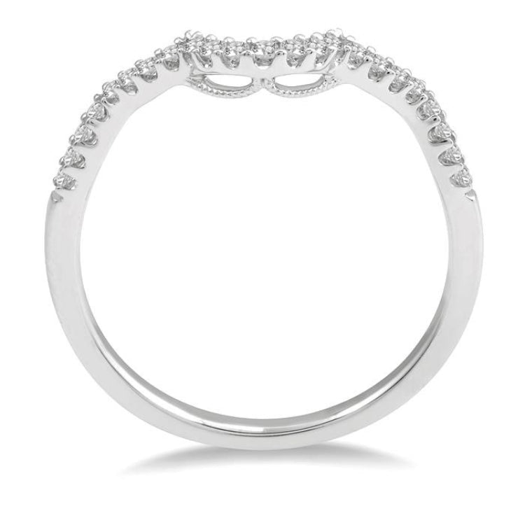 1/6 Ctw Curved Round Cut Diamond Wedding Band in 14K White Gold