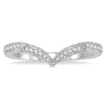 Load image into Gallery viewer, 1/6 Ctw V-Shape Center Round Cut Diamond Wedding Band in 14K White Gold