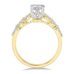 Load image into Gallery viewer, 3/8 Ctw Oval Shape Marquise &amp; Round Cut Diamond Semi-Mount Engagement Ring in 14K Yellow and White Gold