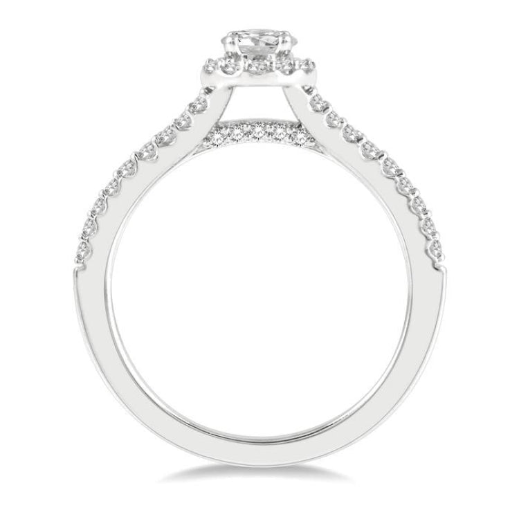 1/3 Ctw Circular Mount Split Round Cut Diamond Semi-Mount Engagement Ring in 14K White Gold