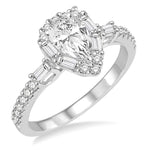 Load image into Gallery viewer, 1 Ctw Diamond Engagement Ring with 1/2 Ct Pear cut Center Stone in 14K White Gold