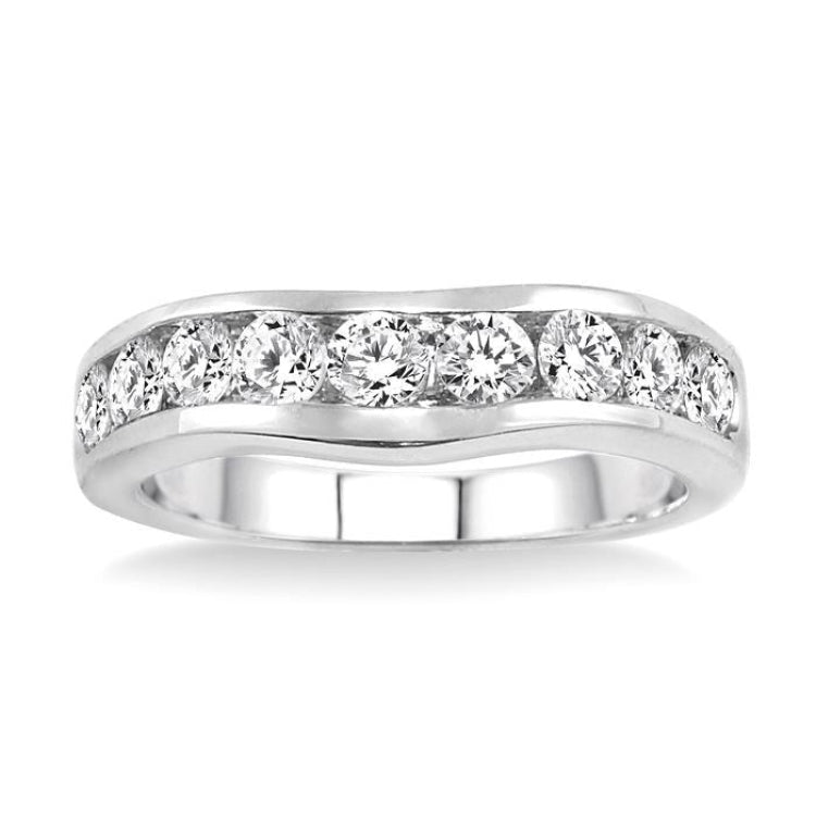 1 Ctw Round Diamond Matching Wedding Band in 14K White Gold