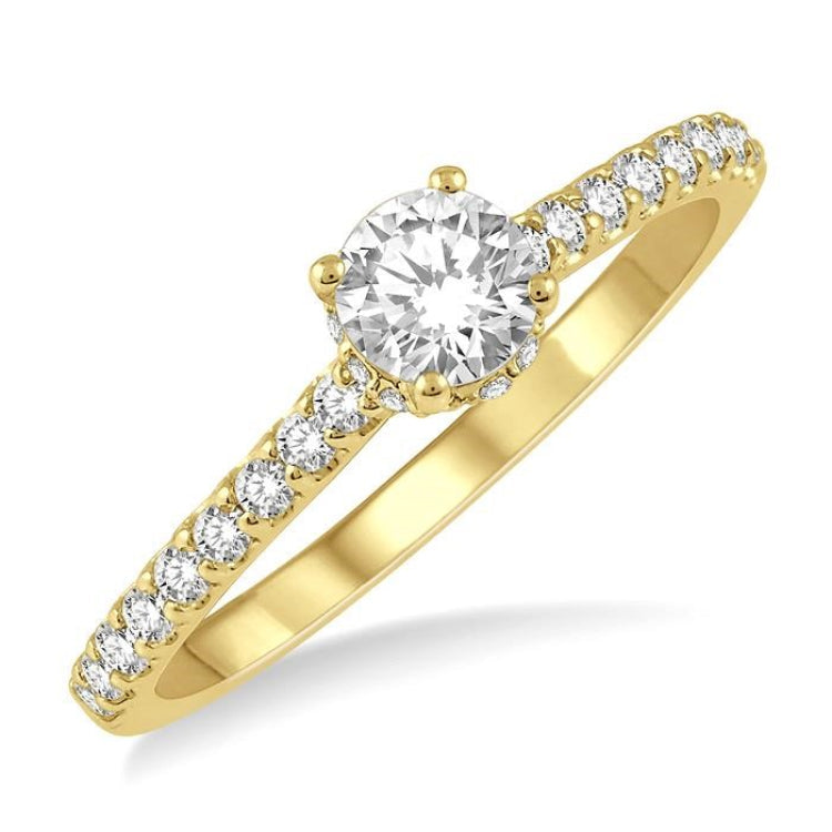 1/5 Ctw Round Cut Diamond Semi-Mount Engagement Ring in 14K Yellow Gold