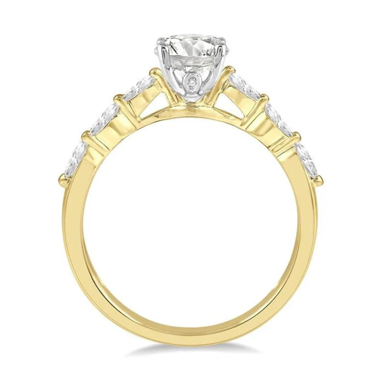 3/8 Ctw Round Cut Diamond Semi-Mount Engagement Ring in 14K White and Yellow Gold