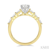 3/8 Ctw Round Shape Marquise Cut Semi-Mount Engagement Ring in 14K Yellow and White Gold