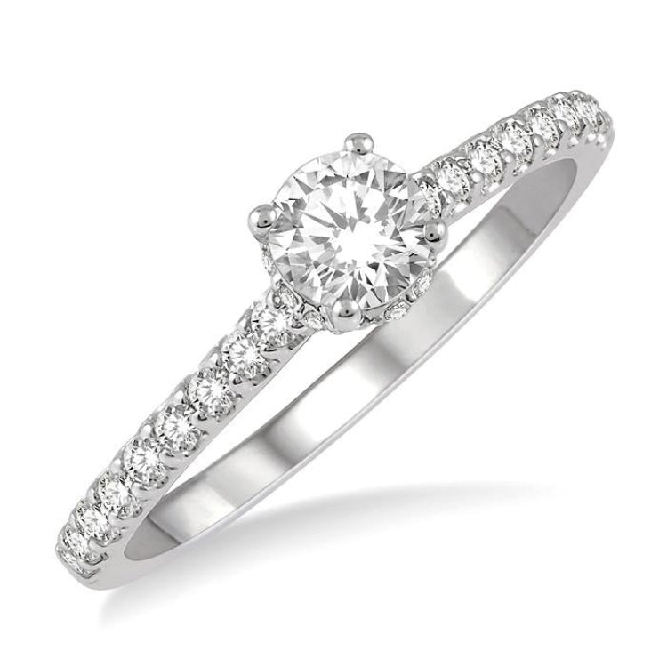 1/5 Ctw Round Cut Diamond Semi-Mount Engagement Ring in 14K White Gold