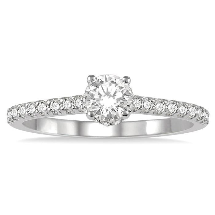 1/5 Ctw Round Cut Diamond Semi-Mount Engagement Ring in 14K White Gold