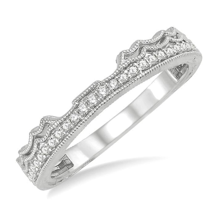 1/6 Ctw Round Cut Diamond Wedding Band in 14K White Gold