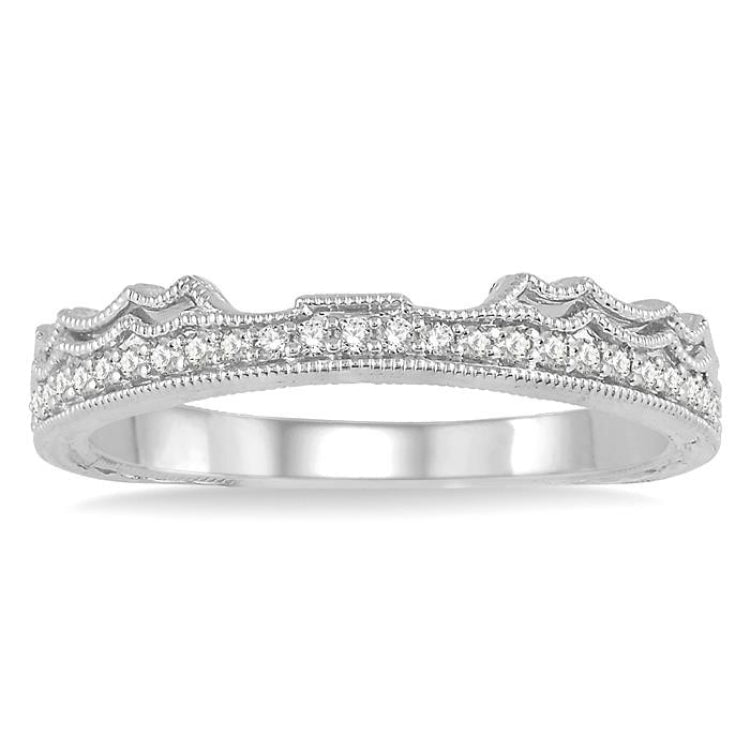 1/6 Ctw Round Cut Diamond Wedding Band in 14K White Gold