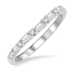 Load image into Gallery viewer, 1/3 Ctw Baguette and Round Cut Diamond Wedding Band in 14K White Gold