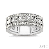 1 1/10 Ctw Channel Round Cut Diamond Wedding Band in 14K White Gold