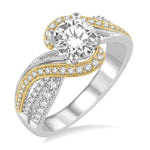 Load image into Gallery viewer, 1/2 Ctw Embraced Two Tone Semi-Mount Round Cut Diamond Engagement Ring in 14K White and Yellow Gold