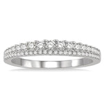 Load image into Gallery viewer, 3/8 Ctw Double Row Round Cut Diamond Band in 14K White Gold