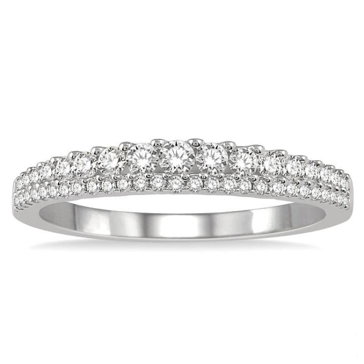 3/8 Ctw Double Row Round Cut Diamond Band in 14K White Gold