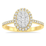 Load image into Gallery viewer, 3/4 Ctw Oval Shape Diamond Lovebright Ring in 14K Yellow and White Gold