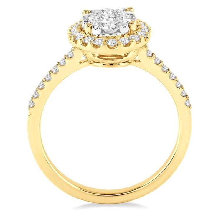 3/4 Ctw Oval Shape Diamond Lovebright Ring in 14K Yellow and White Gold
